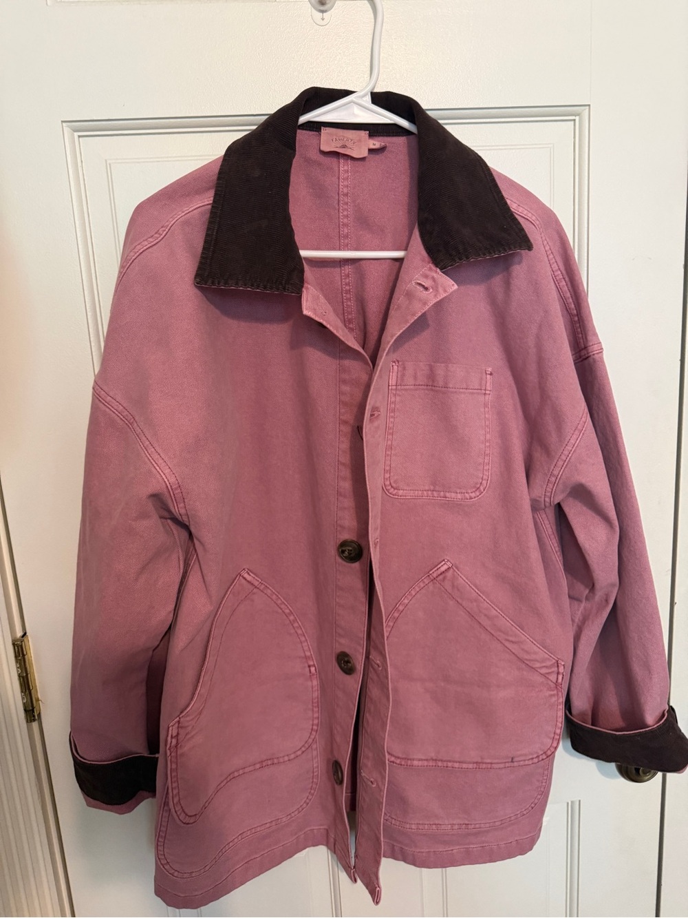 Faherty Women's Pink Cotton Jacket with Contrast Collar